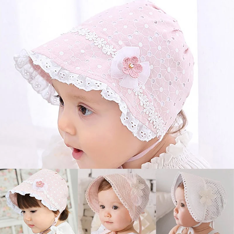 Cute Lace Flower Baby Hat Summer Baby Girl Sun Hat Princess Hollow