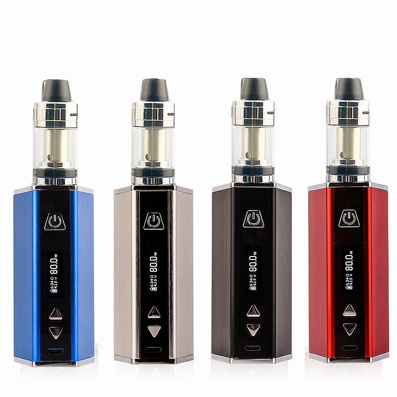 1-80 Вт Регулировка электронной сигареты комплект Vape ручка 2 мл распыленный бак