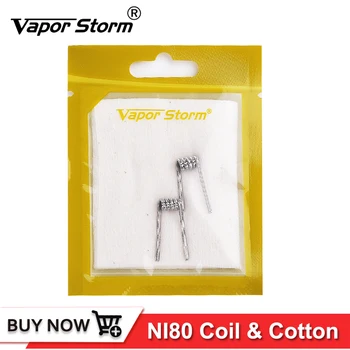 

Original Vapor Storm Ni80 Prebuilt Coil ET Coil 0.2ohm Heating Resistance Wire Coils with vape Cotton for Electronic Cigarette