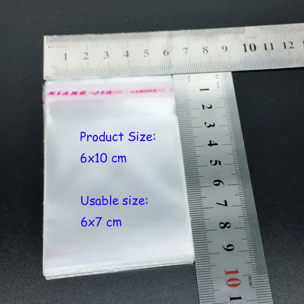 100 шт 6x10 см(2,3" x 4") прозрачный из целлофана с застежкой/БОПП/поли прозрачные пластиковые пакеты для хранения самоклеющиеся герметичные пакеты - Цвет: 6x10cm100pcs