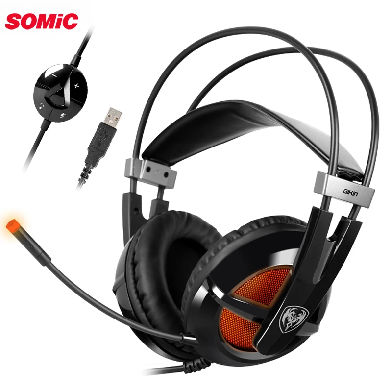 Дешево Somic G938 font b USB b font Virtual 7,1 стерео проводные Игровые наушники с микрофоном игровая гарнитура за уши для ноутбука компьютера геймера