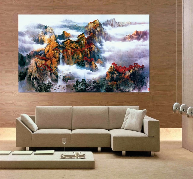 Aliexpress Abstract Painting Large Size Clical Chinese Style Landscape Mountain Water Wall Picture For Living Room Sofa Decor