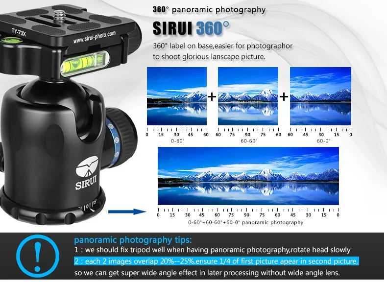 

High-end Tripod Head 360 Degrees Panning Rotating Pro Ball Head Stable For SLR Cameras Unipod Monopod Tripod Sirui K-20X