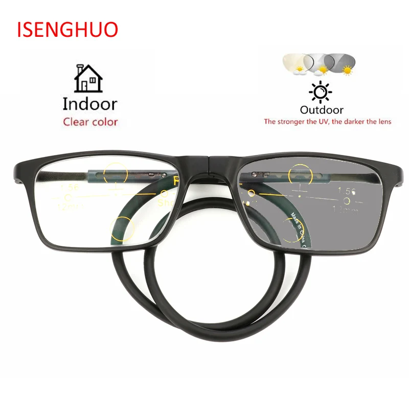 

Magnet Progressive Transition Sun Photochromic Reading Glasses Adjustable Hanging Neck Magnetic Front Presbyopic Eyeglasses 1-4