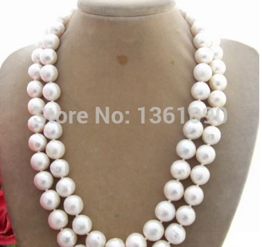

000219 Excellent! 10-11mm Bead-Nucleated Pearl Necklace-Mabe Clasp