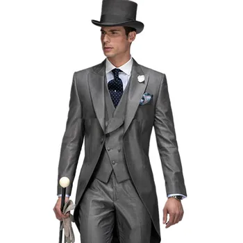 

Men's suit three-piece suit (jacket + pants + vest) new hot gentleman men's tuxedo suit dress wedding groomsmen dress custom