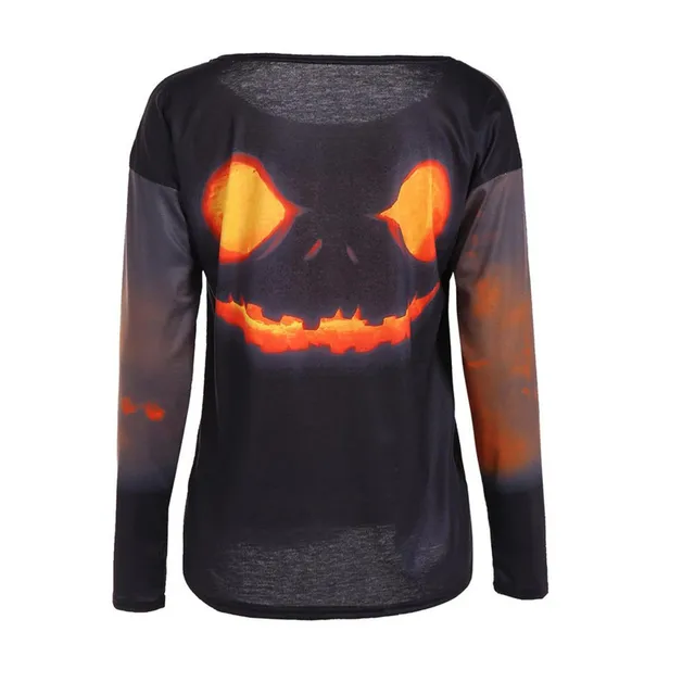 women halloween tshirt funny pumpkin printed cotton round collar halloween party costume casual tees tops shirts