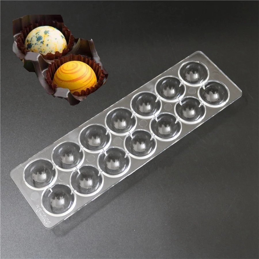 

1 Pc 14 cavities 3D sphere Ball Shaped Hard Polycarbonate Moulds Mold For Chocolate