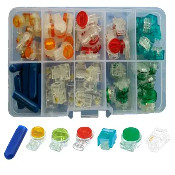 

70pcs Phone Wire But Splice Connector Crimp Terminals Assortment Kit RJ11 Plug UY UR UB B Connector