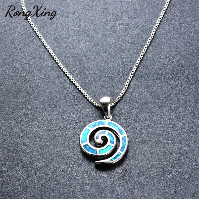 

RongXing Women Fashion 925 Sterling Silver Filled Blue Fire Opal Pendants Necklaces Female Wedding Necklace Jewelry Gift NL0090