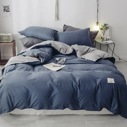 bedding set 4 Новинка, серый, синий, хлопок, пододеяльник с покрывалом на резинке, простыня, набор из 4 предметов, queen/King, двойной размер, постельные принадлежности, постельное белье, parure de lit - Цвет: bedding set 4