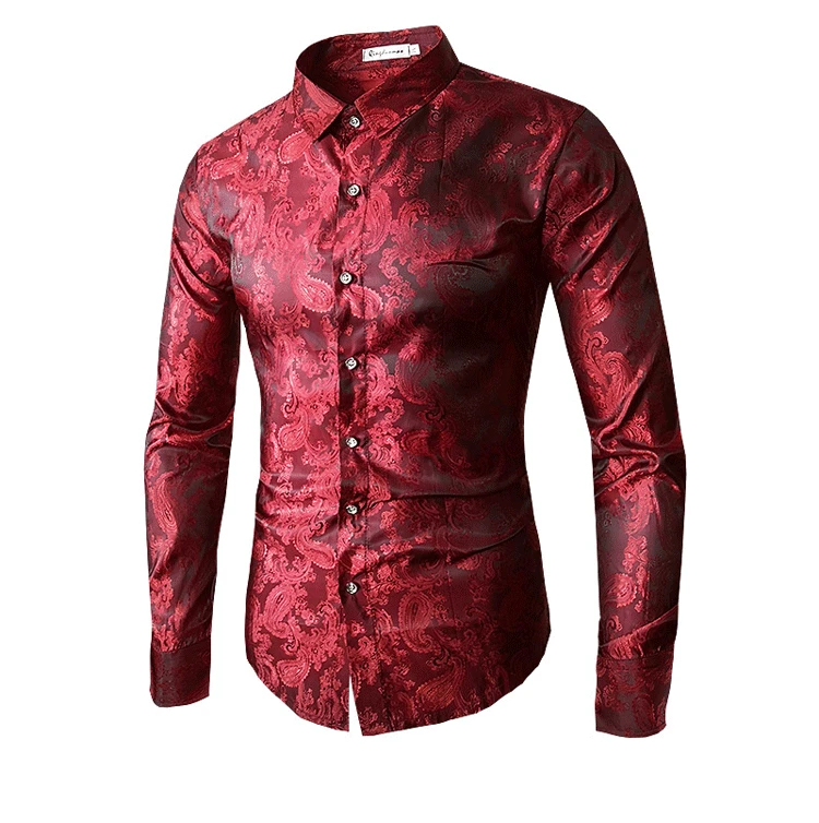 Men's Floral Print Stylish Casual Button Down Dress Shirt CD50in