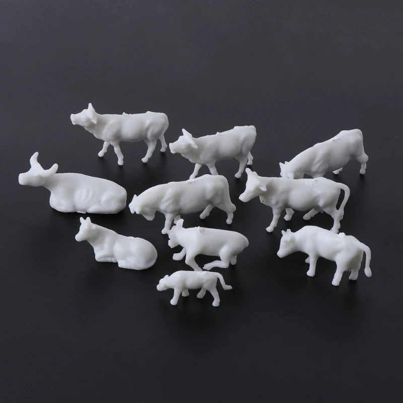 10pcs 1:87 Diy HO Scale Colorful Cow Model Train Layout Model Building Toy New