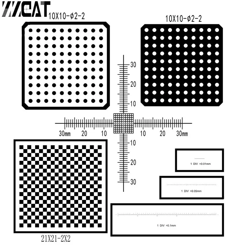

977Large Calibration Slides Target Micrometer Microscope Calibration Measure Checkerboard Grid Net Dot Reticle Scale Cross Ruler