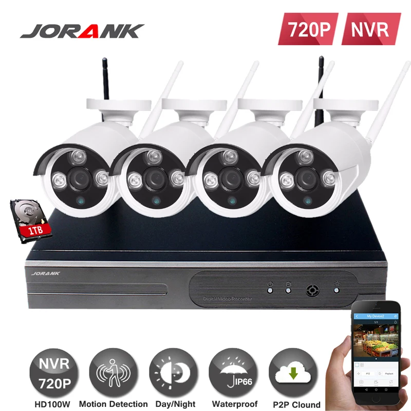 Система видеонаблюдения JORANK 4 канала ИК HD NVR IP 720P | Безопасность и защита