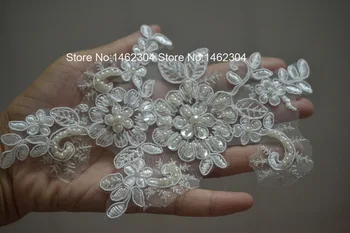 

20 Pieces(10 pairs/lot) Quality Sequined Hairhead Applique Beaded Veils Lace Sew-on Motif Patchwork Sewing Accessories