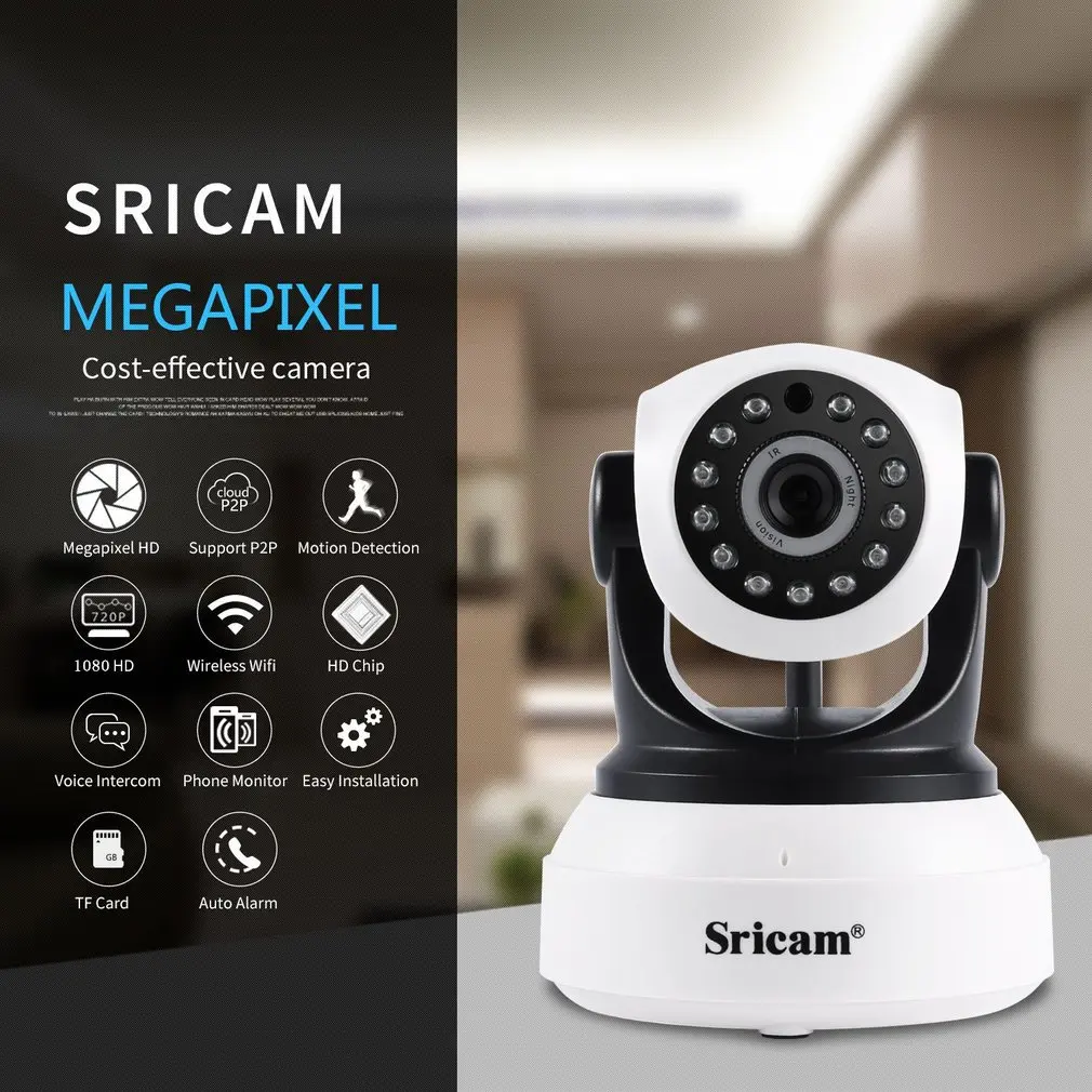 

1080P Sricam HD Wireless Security IP Camera Wifi Two-Way Audio IR-Cut Night Vision Audio Surveillance Alarm Indoor Baby Monitor
