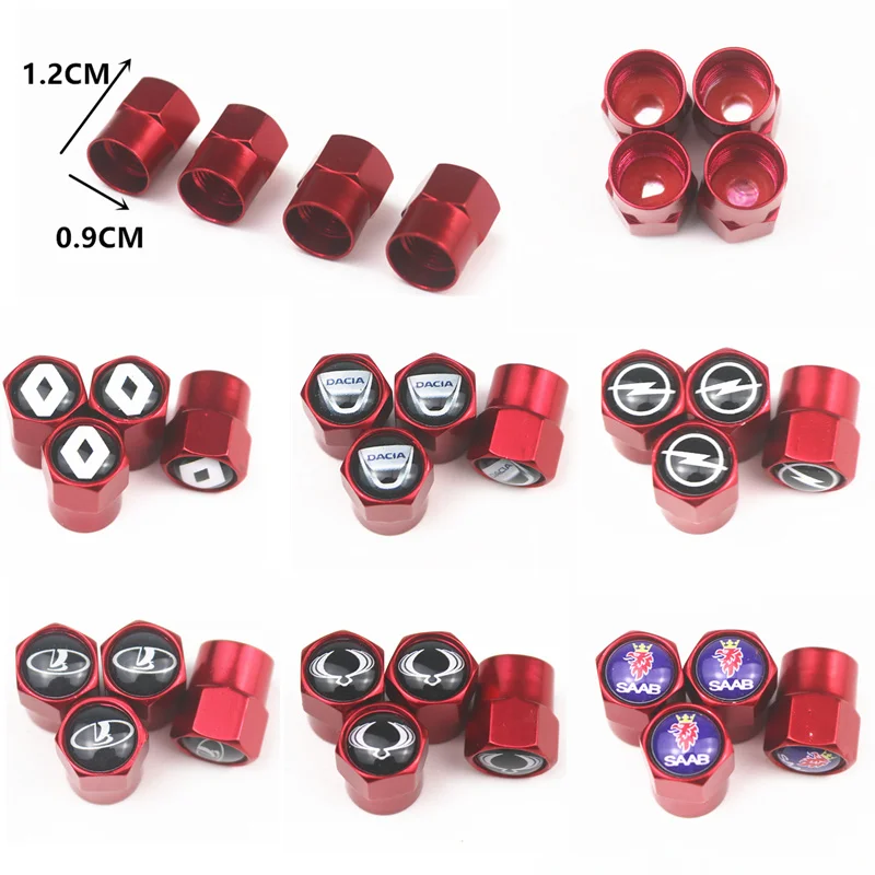 

4pcs Metal Wheel Tire Red Valve Caps case For Renault Toyota Vw Ford Skoda Mazda Opel Lada Chevrolet Audi Bmw car Accessories