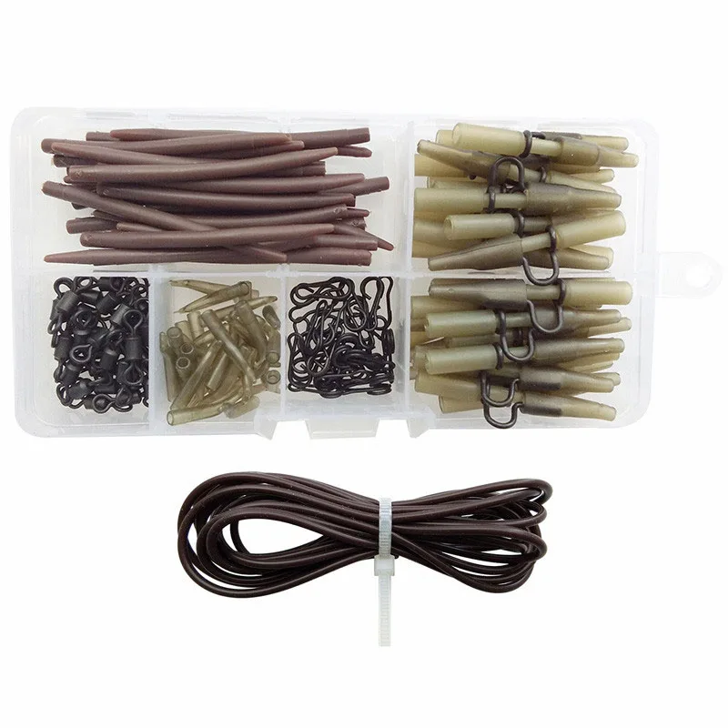 

JSM 151pcs Carp Fishing Accessories Tackles Anti Tangle Sleeves Silicone Rig Tube Lead Clips Carp Hook Sleeves Set With Box