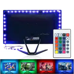 Светодиодная лента 5 в 1 м/2 м 16 цветов для ТВ фонового освещения с USB 24KEY ИК-контроллером Nowaterproof RGB 5050SMD