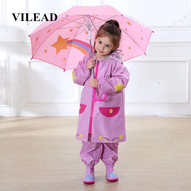 VILEAD Fashion Children Waterproof Raincoats Boys Girls Primary And