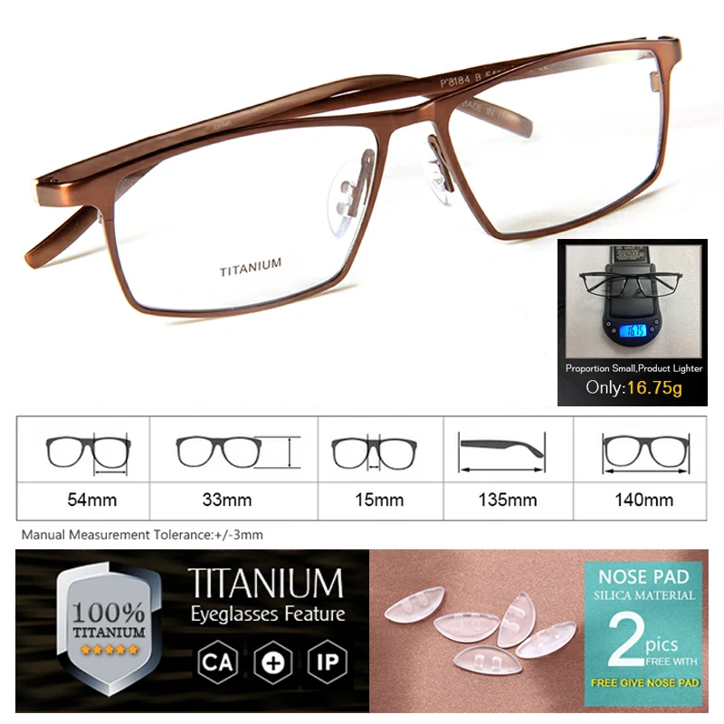Титановые стекла прозрачные очки для мужчин Костюм компьютерные очки близорукость, чтение рецепта с диоптриями Дизайнерская женщина Деловая квадратная рамка для очков Hot Sale