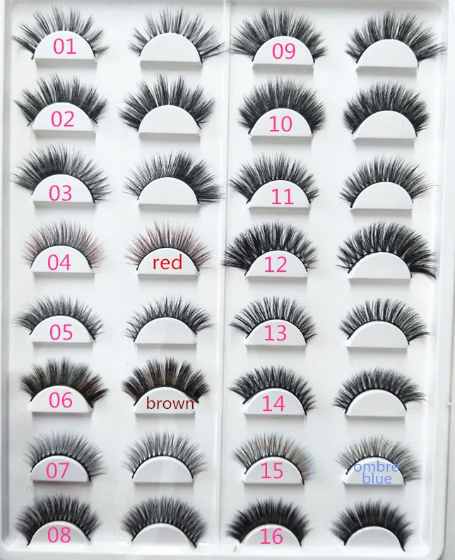 Tira de Cor Segredo Colorido Mink Lashes Cílios Postiços Cruzam Grosso Natural Falsificados Big Eye 3d 3 Big Eye Segredo colorido 3D Tira de