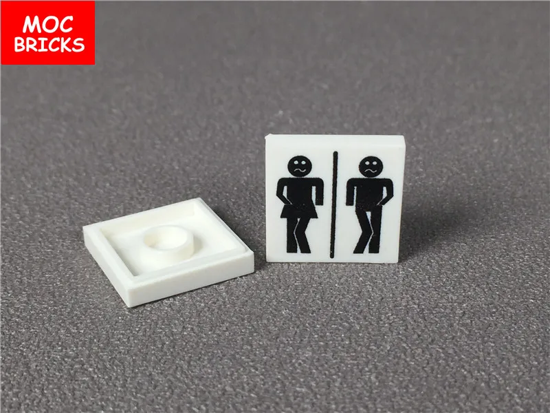 

10pcs/lot Tile 2 x 2 with Male and Female Silhouettes (Unisex Restroom) Pattern Toilet Educational building block bricks gifts