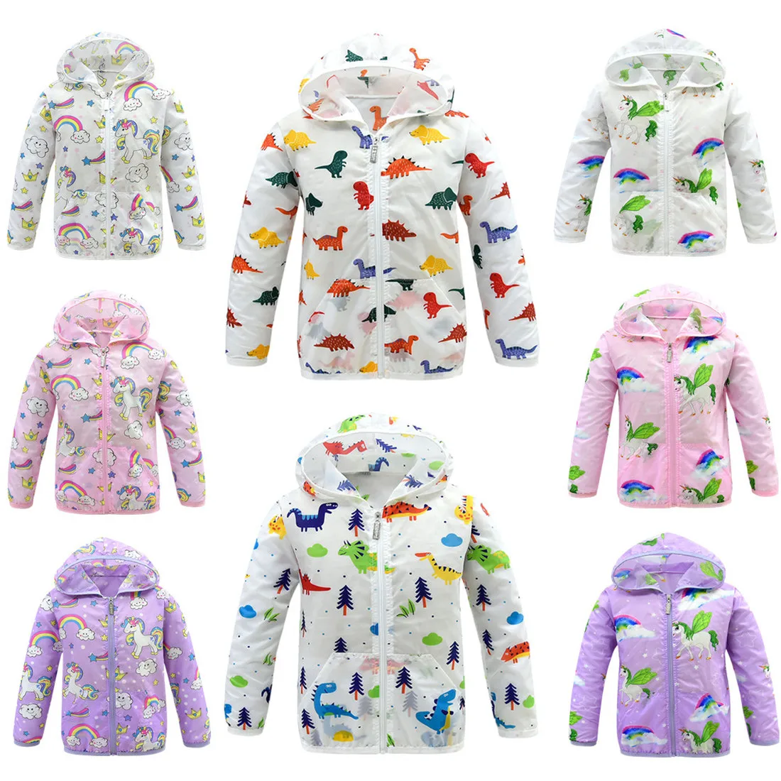 

Baby Girl Coat Summer Boys Girls Sunscreen Jacket Hoodies Kids Clothes Small Monster Dinosaur Hooded Sweatshirts Unicorn Costume