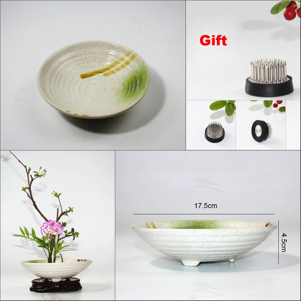 Корзина для цветов грубая глиняная Ваза Jardiniere Ikebana Kenzan керамическая Столешница цветочный горшок цветочный узор винтажный домашний декор - Цвет: L