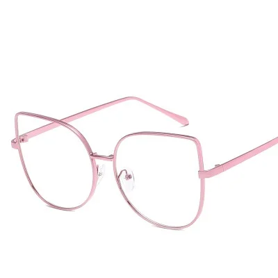 Прозрачные очки, оправа, женские очки "Кошка", металл, большие размеры, близорукость, оптические, прозрачные линзы, очки, оправа, поддельные Oculos De Grau - Цвет оправы: Pink