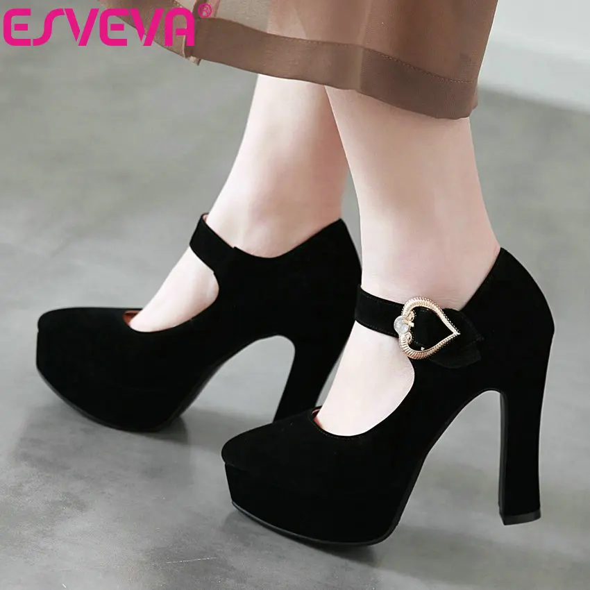Pu 43 Bout Haute 2019 Pour 34 Talons Taille Profonds Esveva rouge noir Peu Carré Western Pompes Pointu apricot Sangle Beige Femmes Boucle Chaussures D'été Style qvRPIwt