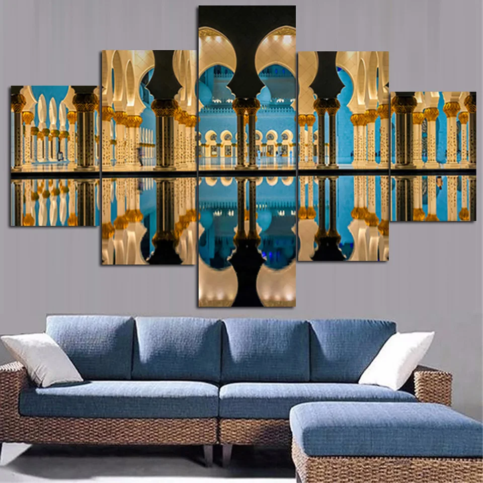 Wall Art Pictures Frame Living Room HD Printed Painting 5 Panel Islam