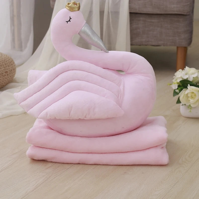 

Swan Plush Toy Soft Stuffed Cute Animal Swan With Blanket Lovely Dolls For Kids Appease Toy Baby Girl's Sleeping Room Decoration