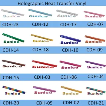 

0.5x25m SUNICE Holographic Heat Transfer Vinyl Film Iron-on Heat Press T-shirt Vinyl Film HTV Printing 19 colors for choosen