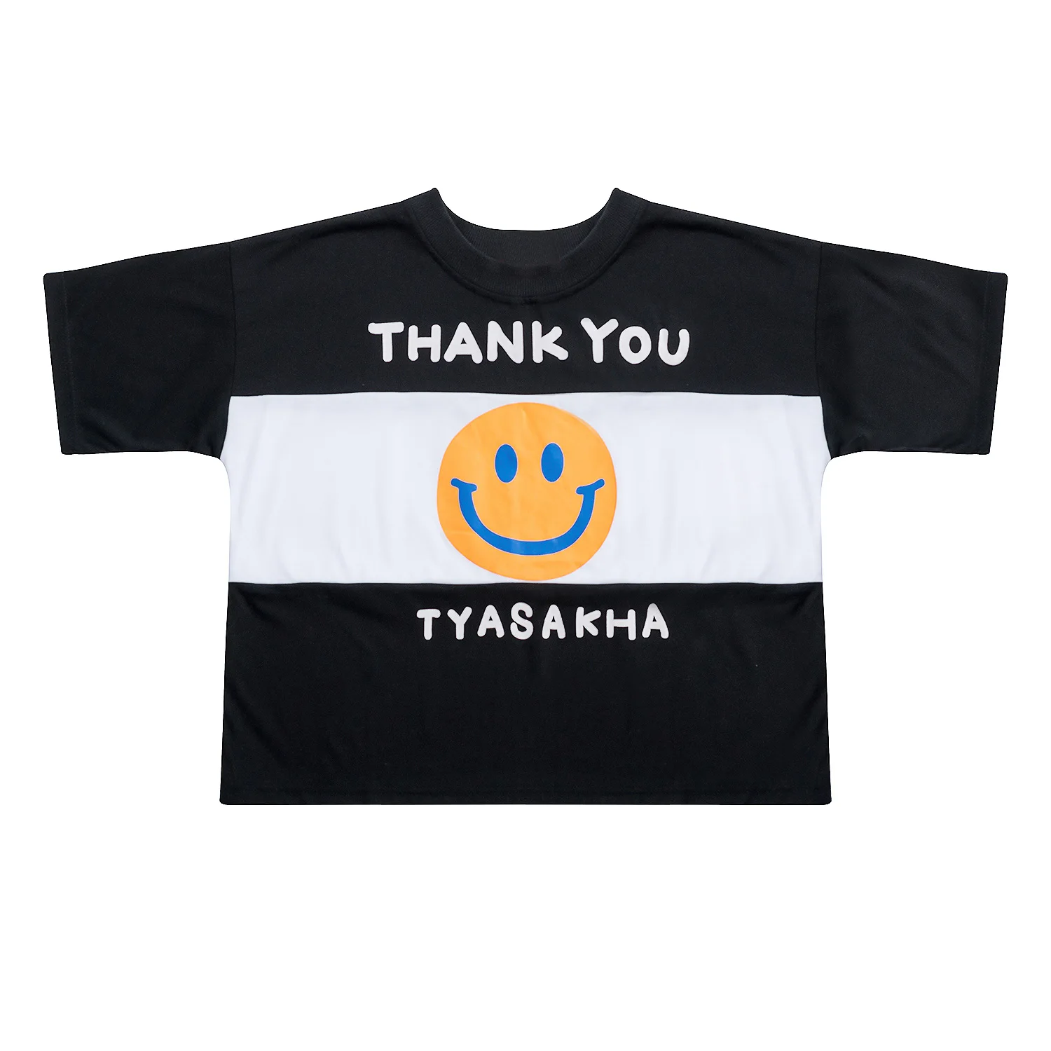 

Casual Preppy Style Women Tee Shirt Tops Loose T-shirt Short Sleeve O Neck Smile Printed Black Stitching White 2018 Summer New