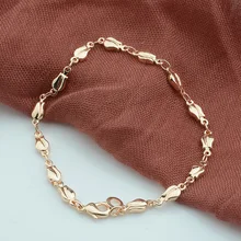 1 шт 4 мм женский бутон 585 розовое золото цвет браслет ручной браслет с цепью ювелирные изделия