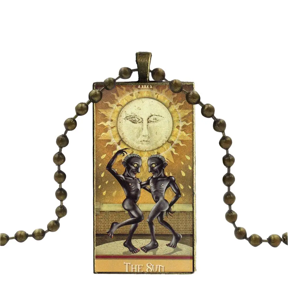 EJ glaze модное стеклянное Кабошон ожерелье с женским массивным кулоном прямоугольное ожерелье s ювелирное изделие для ребенка солнце Таро - Окраска металла: as picture