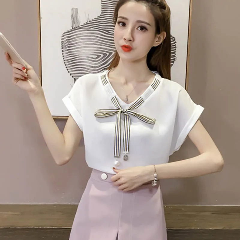 Женские блузки mujer de moda шифоновая крутая Дамская сорочка в Корейском стиле модная
