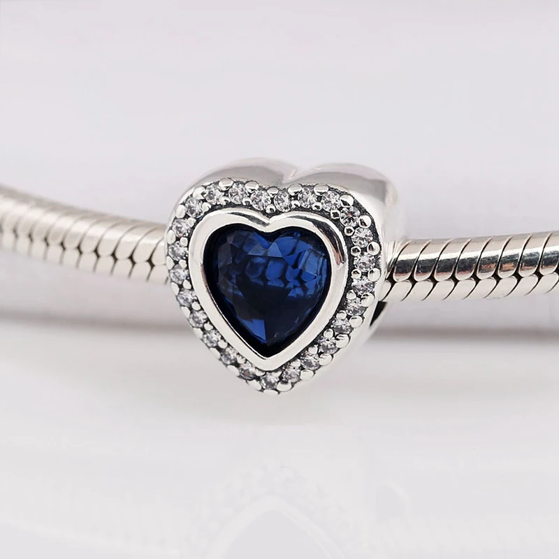 

Fits Bracelet Charm Jewelry with Fem Gifts Winter Christmas Blue Big Stone Love 925 Sterling Silver Jewelry Beads