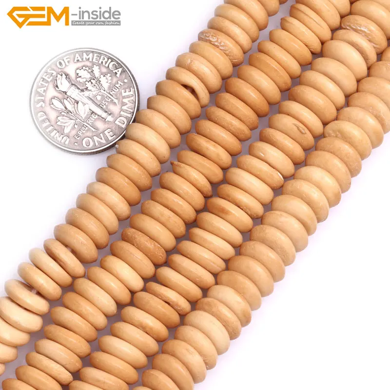 

Gem-inside 3x8mm (hole 2mm) Natural Rondelle Donuts Bone Heishi Spacer Beads For Jewelry Making 10inches About 100 pcs DIY