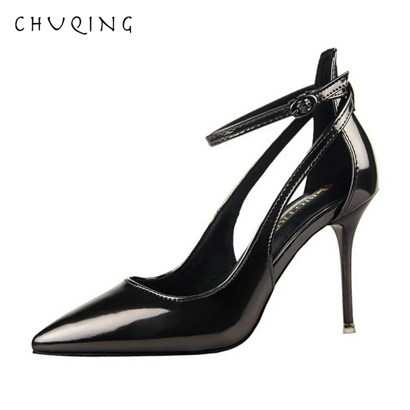 

CHUQING Fashion Simple Women's Shoes High Heels Shallow Mouth Pointed Word with Hollow Shoes
