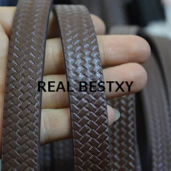 

REAL BESTXY 5m/lot 16*3mm brown wide leather straps bracelets flat wide leather straps wide leather strings with patterns on