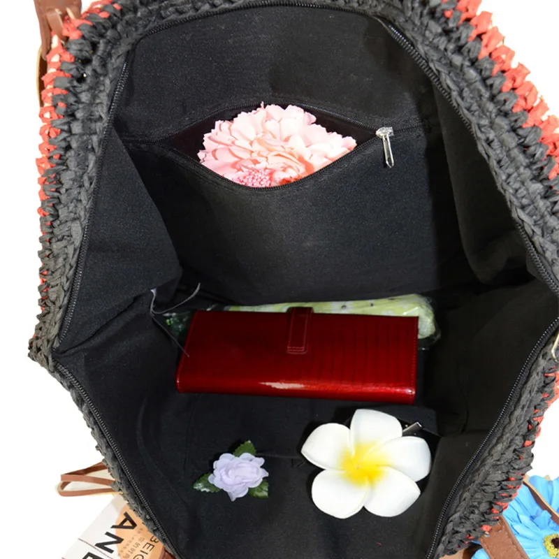 Women Straw Bag Bohemian Female Summer Large Beach Vintage Woven Handbag Lady Shopping Shoulder Bags Travel Casual Tote SS3056 (6)