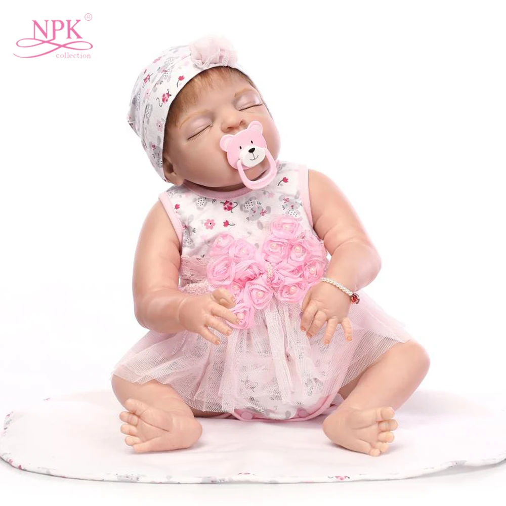 

22in Full Silicone reborn dolls silicone reborn baby realistic babies XMAS Gift for girls bed time early education toy Bonecas