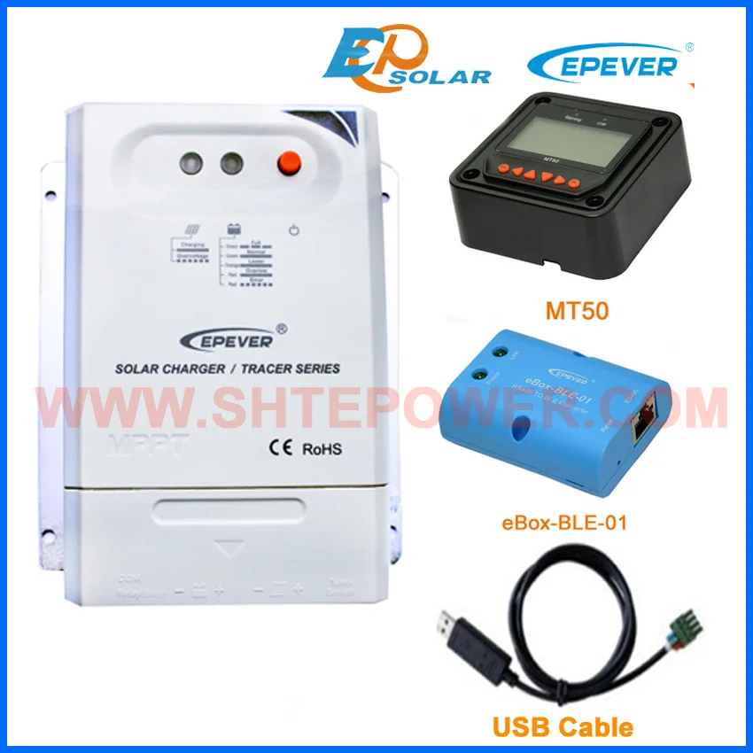 

Max Pv Input 100v Tracer3210CN bluetooth function mppt charge solar controller 12v 24v with MT50 remote meter+USB 30A 30amp