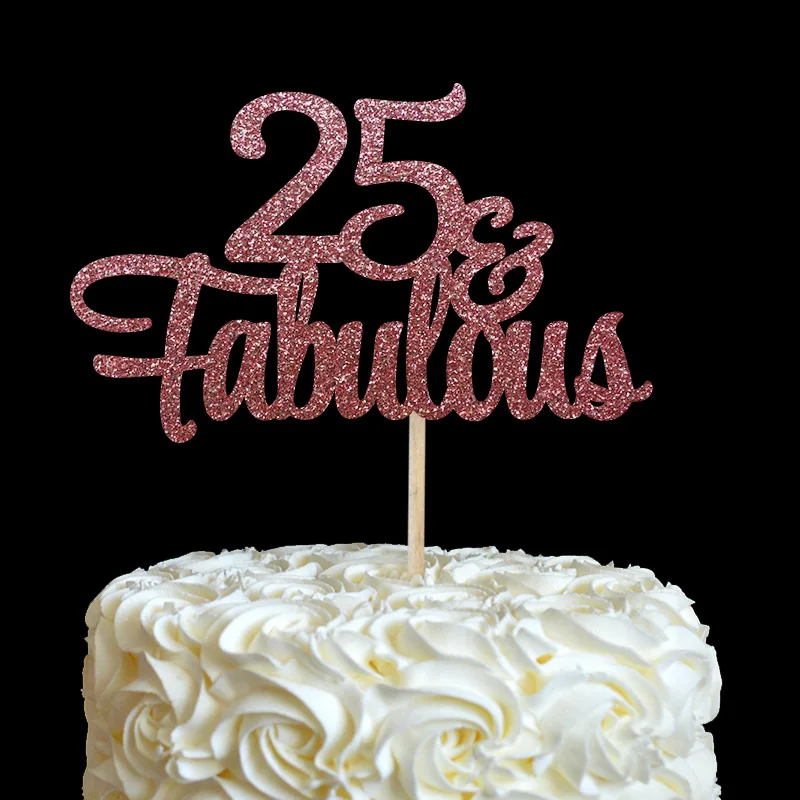25 Rose Gold Cake Topper 25th Birthday Anniversary