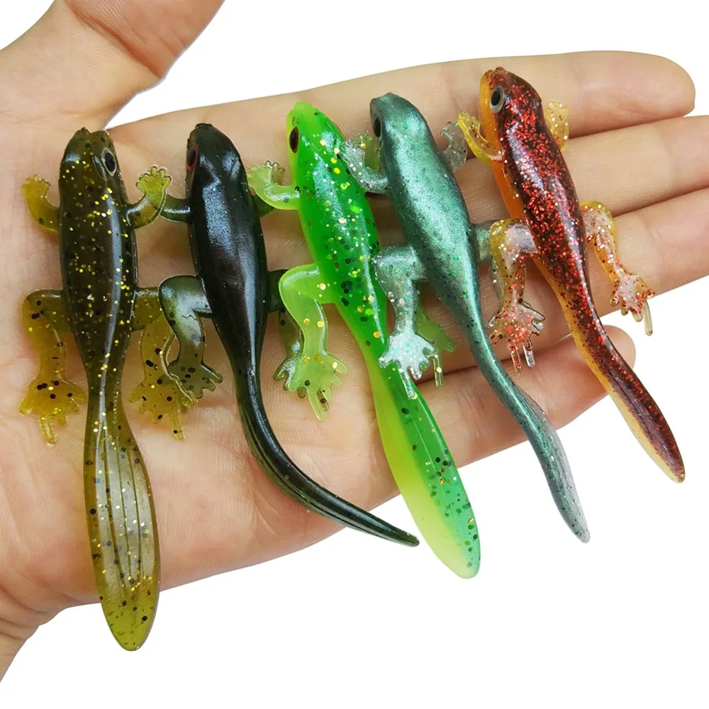 

INFOF 5-pieces Fishing Lure Soft Bait Frog Tadpole 8cm/3.6g isca artificial Soft Lure Toads Wobbler Silicone Baits