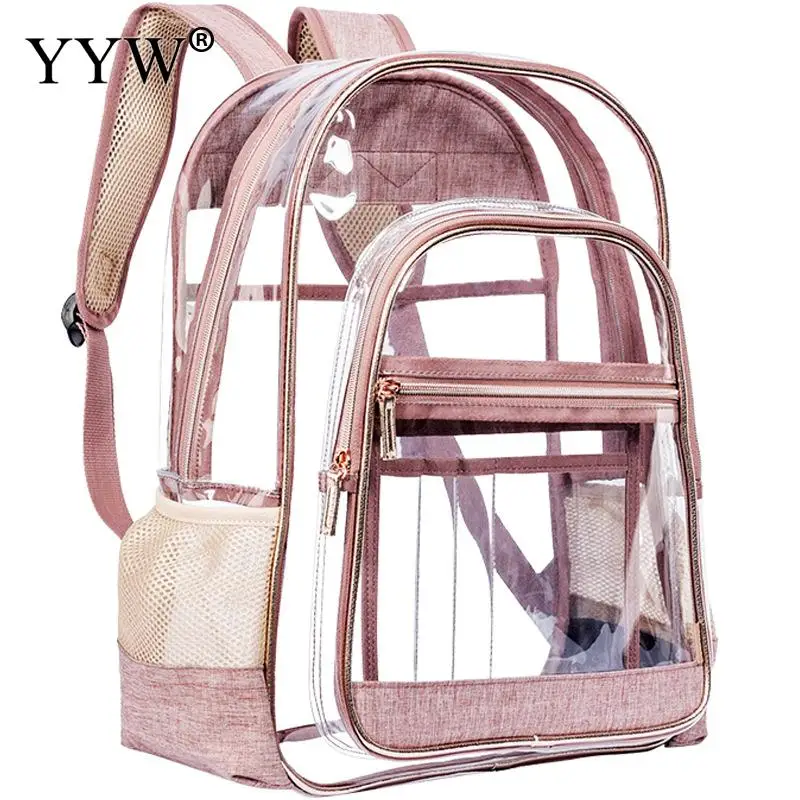 

Women Clear Transparent Pvc Backpack For Student Beach Waterproof Bag Large Capacity See Through Bookbag Knapsack Casual Daypack