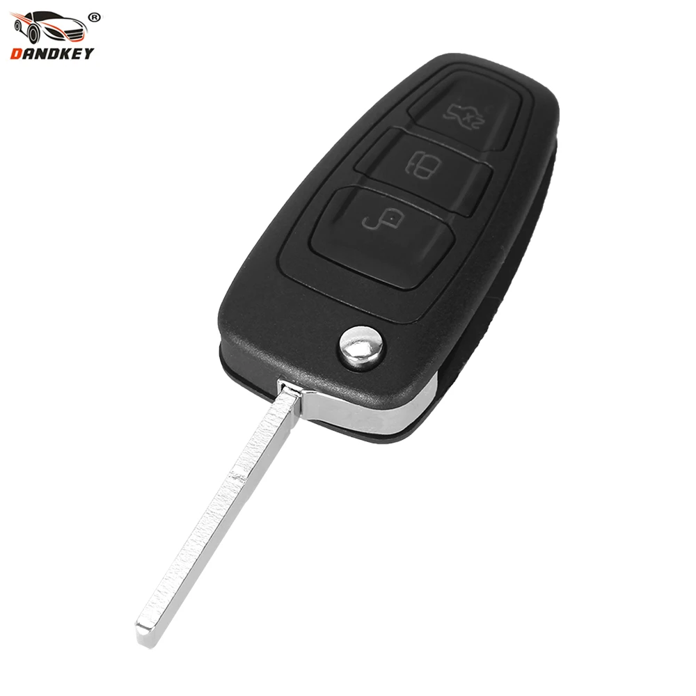 

DANDKEY 3 Buttons Flip Folding Remote Key Shell for Ford Focus Fiesta 2013 Fob Case with HU101 Blade